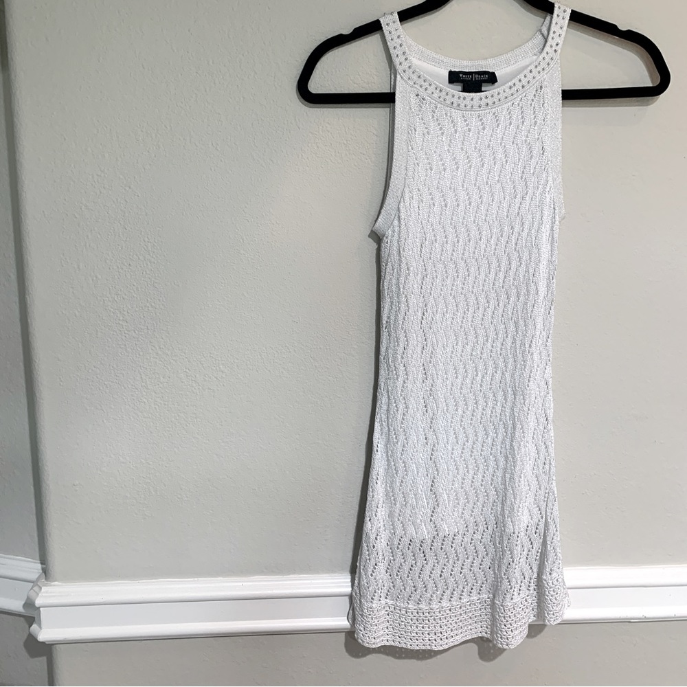 White House black market beautiful crocheted mini dress.